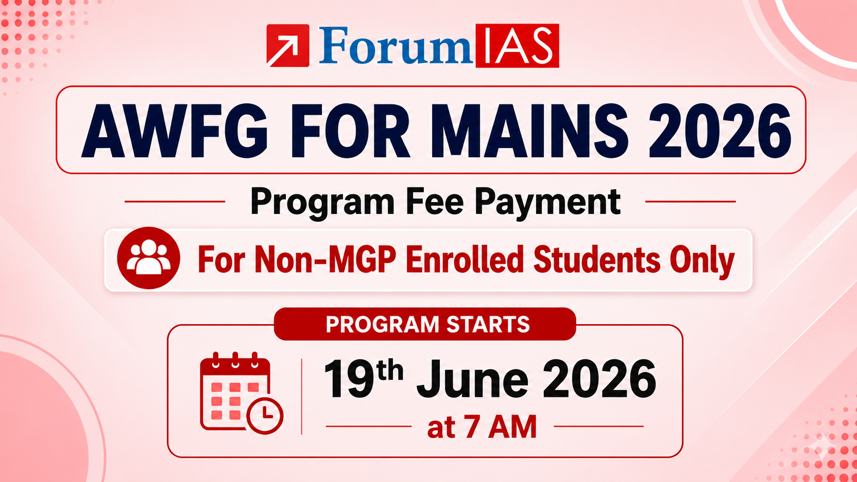AWFG for Mains 2026 Program Fee Payment for Non-MGP students only